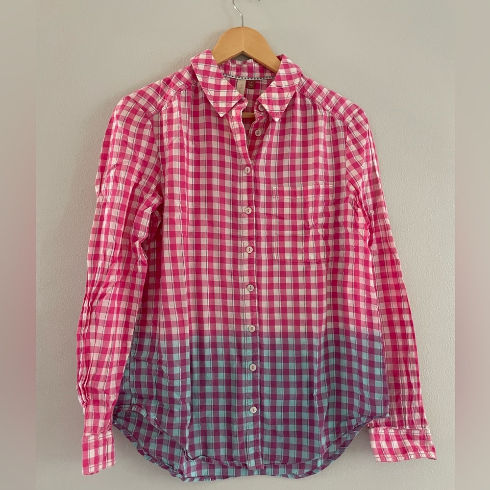 Pilcro Pink and Blue Ombre Plaid Shirt - Picture 1 of 5